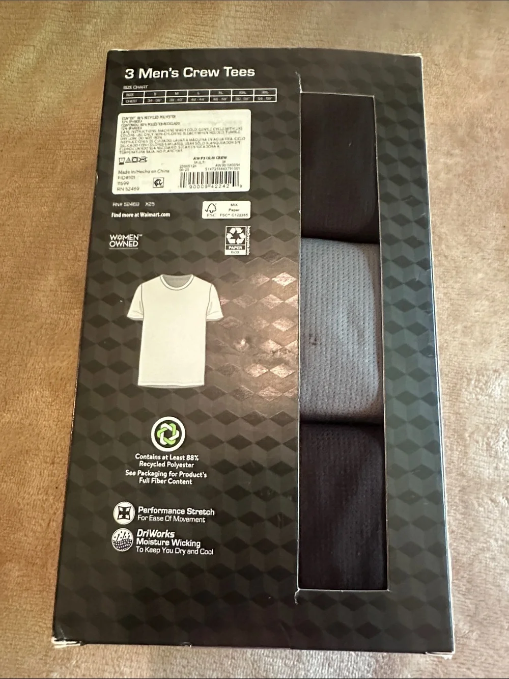 Athletic Works Ultra Lite Mesh Crew Tees - Black & Gray (3-Pack)